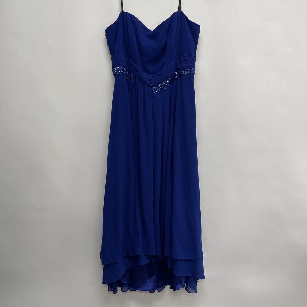 City Chic Women's Dress Size L 20 Blue Strapless Spaghetti Straps NWOT